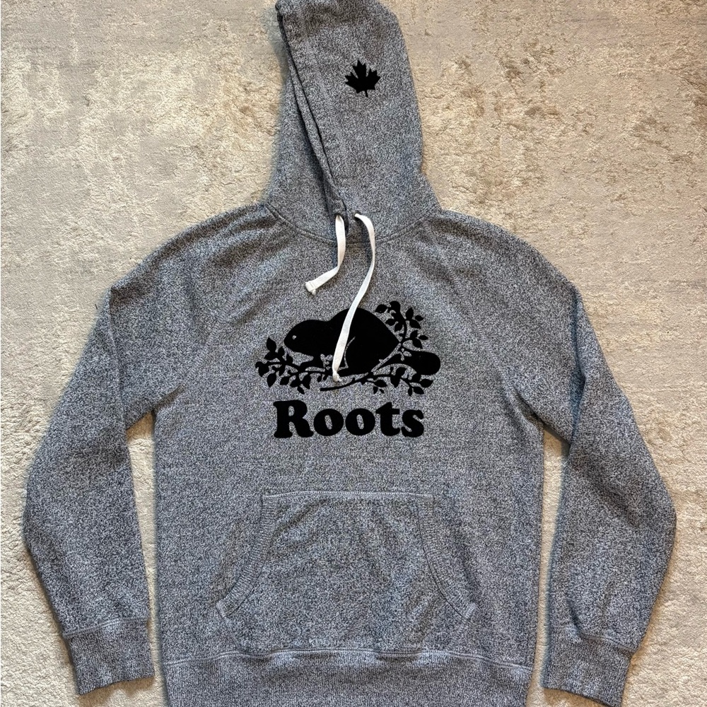 Roots Original Kanga Salt & Pepper Pullover Hoodie Sweatshirt Size Xsmall - Picture 3 of 9